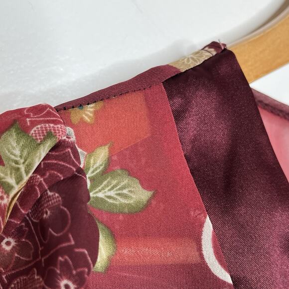 Wet Seal Y2K Babydoll Top Womens M Japanese Floral Sheer Chiffon Boho Ruffled - Picture 3 of 5